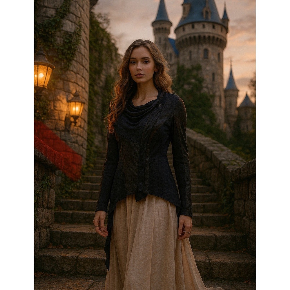 Asymmetrical‎ Faux Leather Jacket Whimsigoth Fairy Grunge Renaissance Castlecore